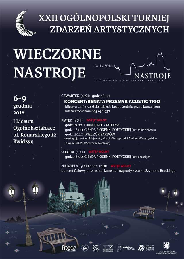 plakat XXII OGÓLNOPOLSKA GIEŁDA ZDARZEŃ ARTYSTYCZNYCH Wieczorne Nastroje - Grudzień 2018