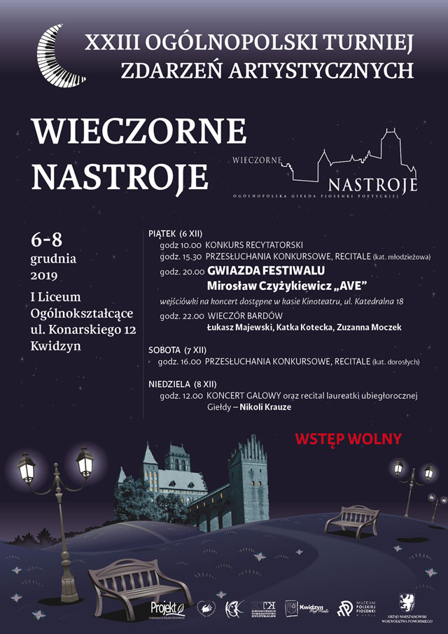 Plakat XXIII OGÓLNOPOLSKA GIEŁDA ZDARZEŃ ARTYSTYCZNYCH Wieczorne Nastroje - Grudzień 2019